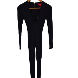 Hera Collection Elegant Black Ribbed Knit Jumpsuit NWT